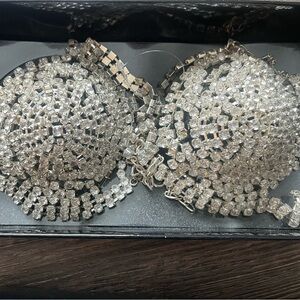 Frederick’s of Hollywood Elegant Silver Crystal Rhinestone OSFM Bustier